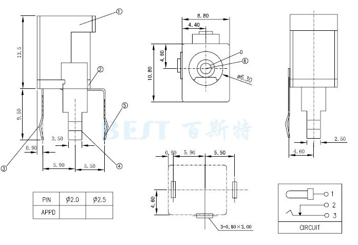 dc013電源插座參考圖紙 dc013電源插座參考圖紙