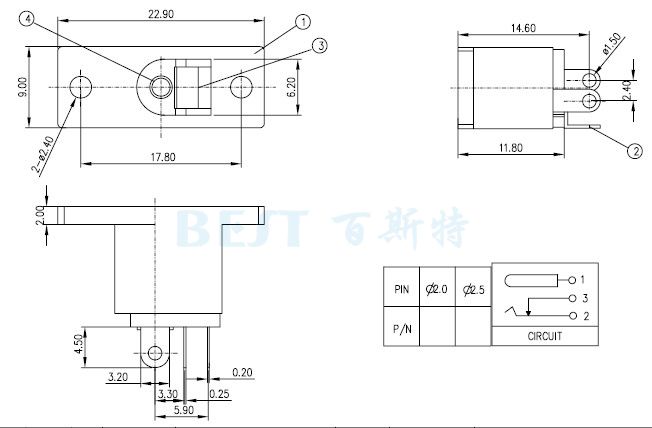 dc019電源插座參考圖紙 dc019電源插座參考圖紙